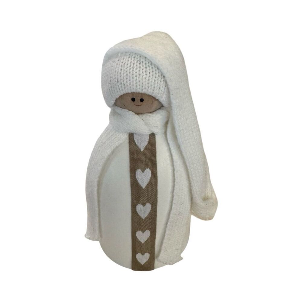 Tranemo Santa Lady White Wood Heart Hat Scarf Larssons Trä Sweden 6" Handmade